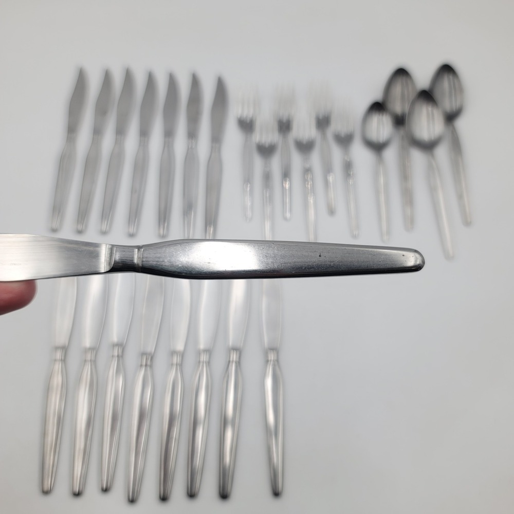 26pc Ashton Stainless Japan Flatware Set Mid Century Modern Point Knives Spoons